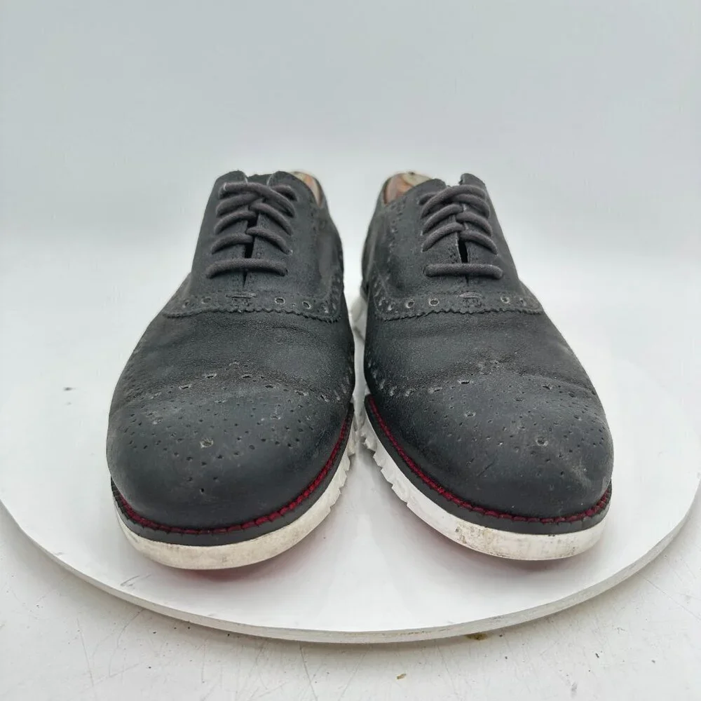 Cole Haan Zerogrand Men Size 8.5M Black Suede Wingtip Oxford Dress Shoes